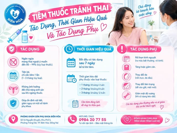 Tiêm Thuốc Tránh Thai Có Tác Dụng Phụ Gì? Hiệu Quả Bao Lâu?